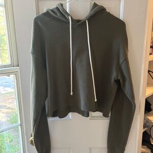 Olive Green Cropped Hoodie